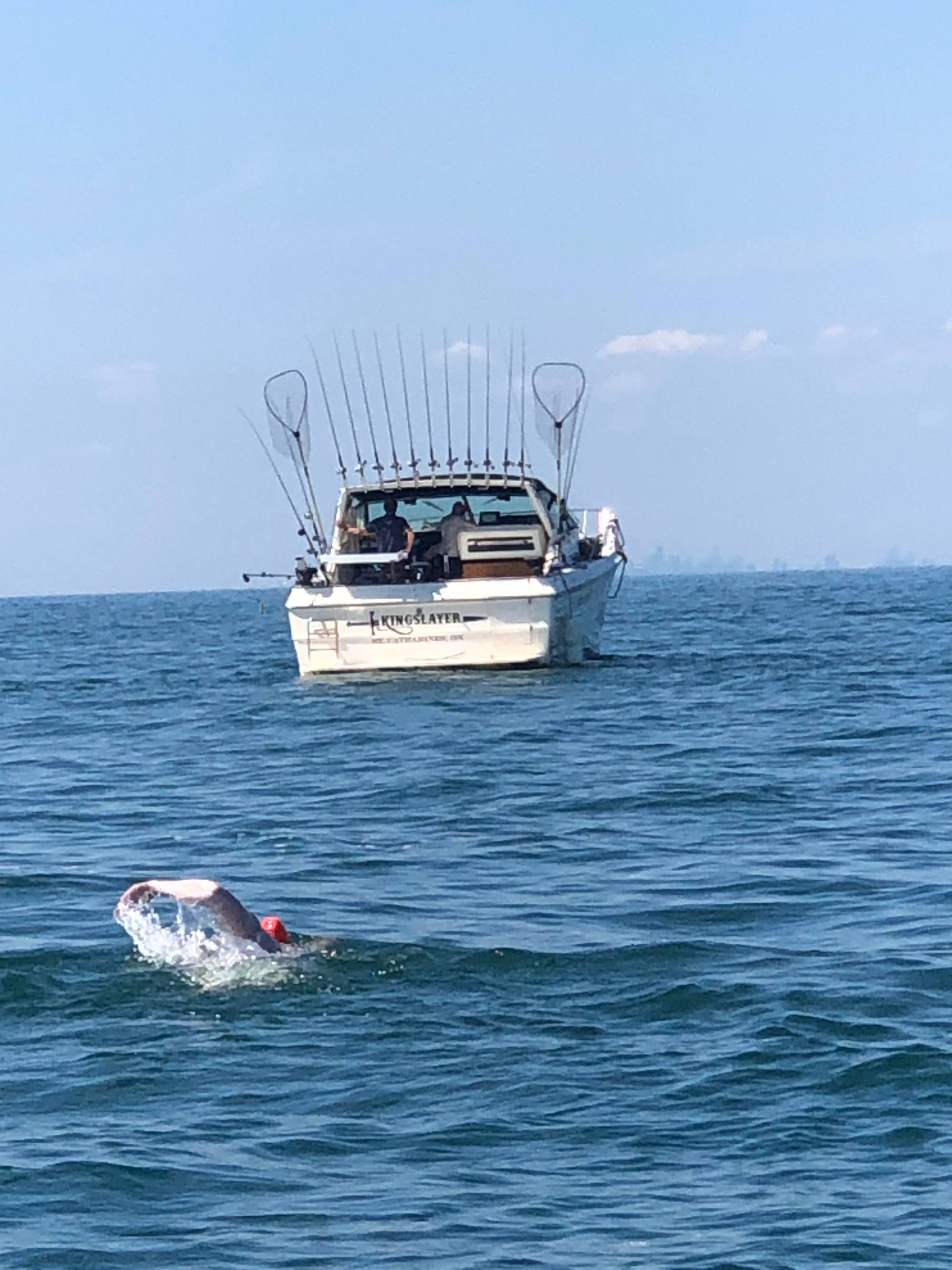 Maggie Regan swimming across Lake Ontario